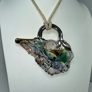 Huge Vintage Amy Lacombe French Handmade Necklace Brooch